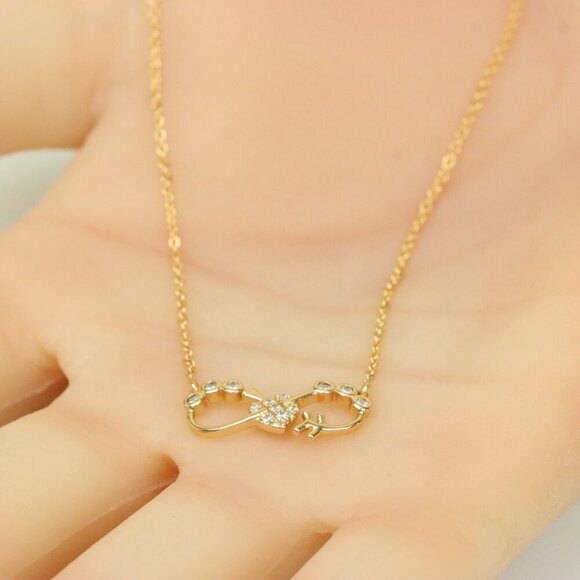 Delicate Rose Gold Infinity Pendant Necklace for Women, XPNL0218 - Picture 2 of 12